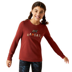 Ariat Kids' Blossom Pony Long Sleeve Tee - Fired Brick