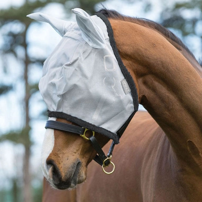 Horseware Amigo Fly Mask - Silver/Dark Gray image number null