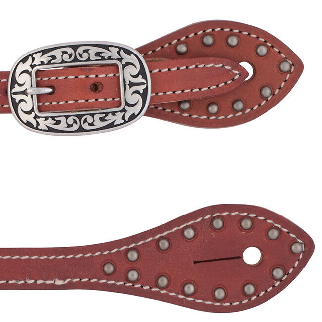 Weaver Equine Men's Flared Buttered Harness Leather Spur Straps - Canyon Rose - Closeout image number null