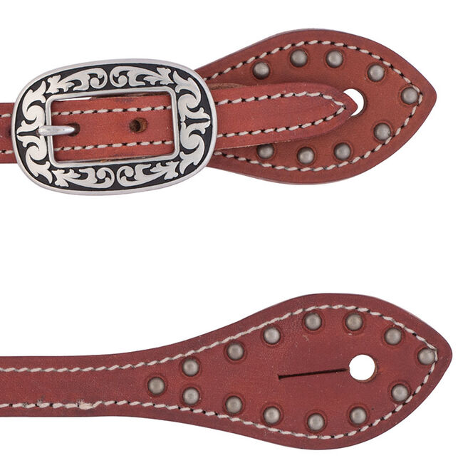 Weaver Equine Men's Flared Buttered Harness Leather Spur Straps - Canyon Rose image number null