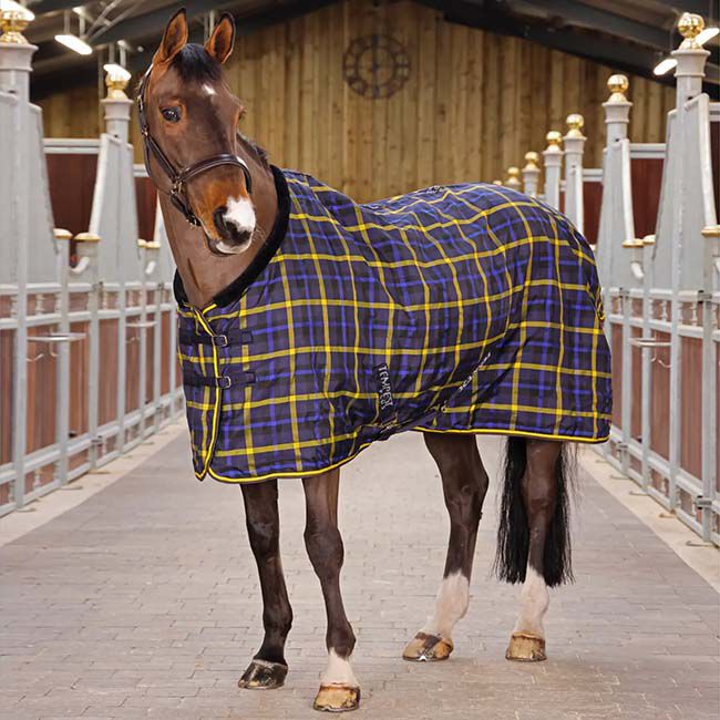 Shires Tempest Plus Lite Stable Rug - Navy Check - Closeout image number null