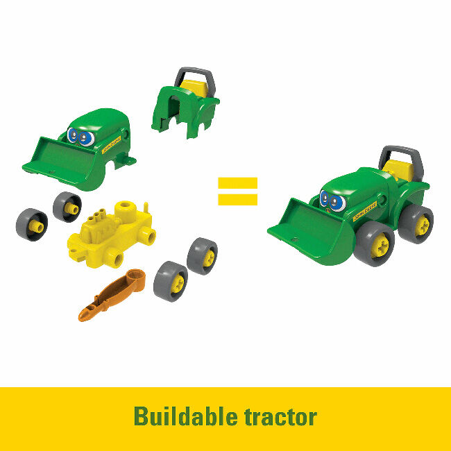 TOMY John Deere Build-a-Buddy - Bonnie Scoop Tractor with Wagon, Cow, and Screwdriver image number null