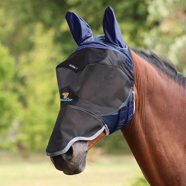 Shires FlyGuard Pro Deluxe Fly Mask with Ears - Navy image number null