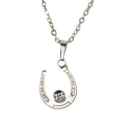 Finishing Touch of Kentucky Necklace - Horseshoe with Crystal - Silver