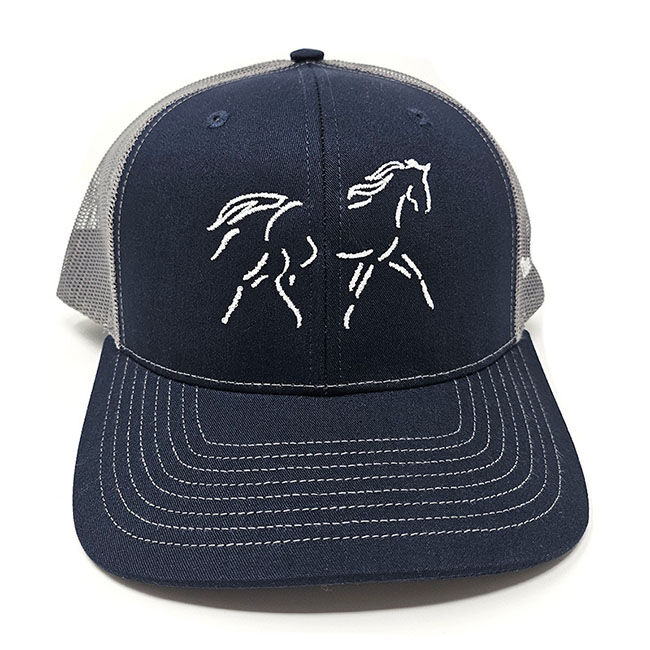 The Cheshire Horse Logo Trucker Hat - Navy/Charcoal image number null