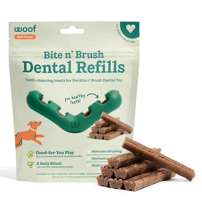 Woof Bite n' Brush Refill Treats - Beef Recipe - 18-Pack image number null