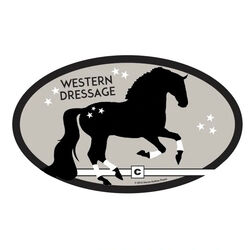 Horse Hollow Press Oval Bumper Sticker - "Western Dressage Horse"