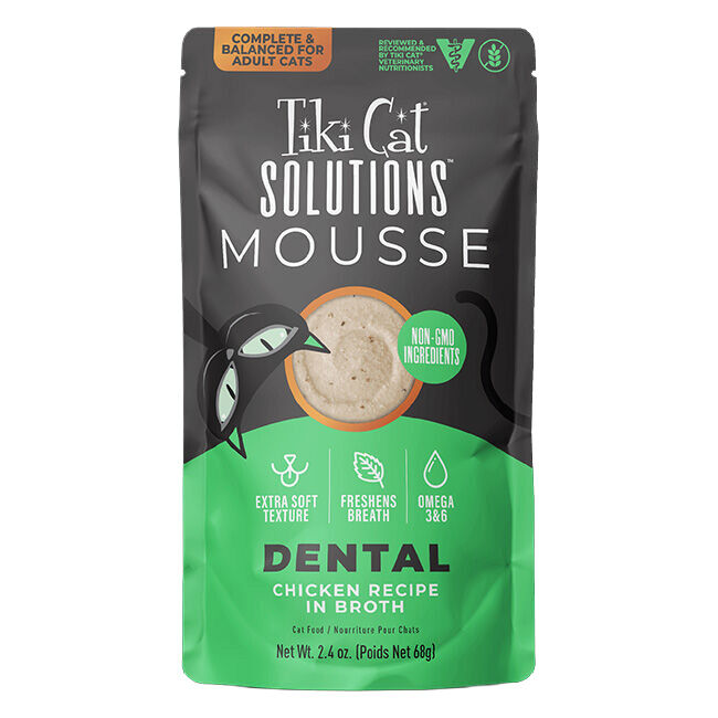 Tiki Cat Solutions Mousse Cat Food - Dental - Chicken Recipe in Broth - 2.4 oz image number null