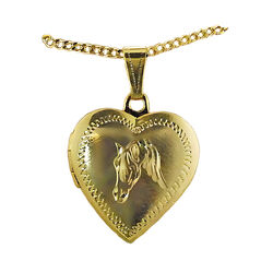 Finishing Touch of Kentucky Necklace - Horse Head in Heart Locket - Gold