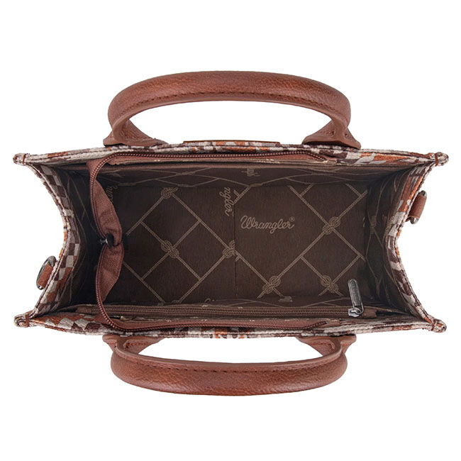 Wrangler Southwestern Dual-Sided Printed Crossbody Tote - Brown image number null