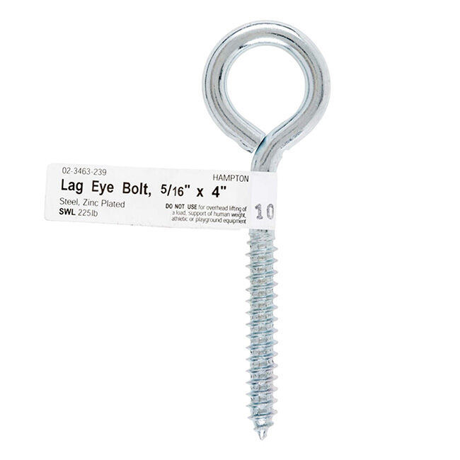 Zinc-Plated Steel Lag Thread Eye Bolt - 5/16" x 4" image number null