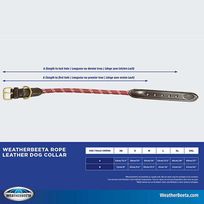 WeatherBeeta Rope & Leather Dog Collar - Burgundy/Brown image number null