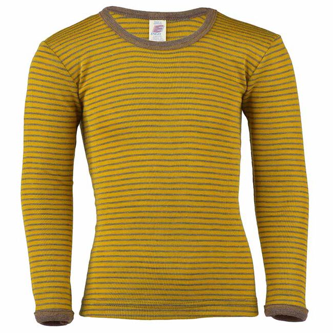 Engel Kids' Long Sleeve Shirt - Wool/Silk Blend - Saffron/Walnut image number null
