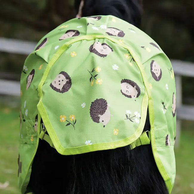 Saxon 600D Pony Standard Neck Lite Turnout Sheet - Hedgehogs & Flowers Print - Closeout image number null