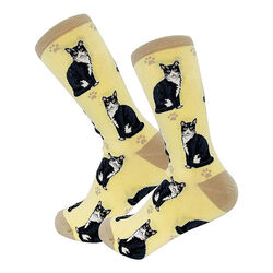 E&S Pets Unisex Novelty Crew Socks - Black & White Cat