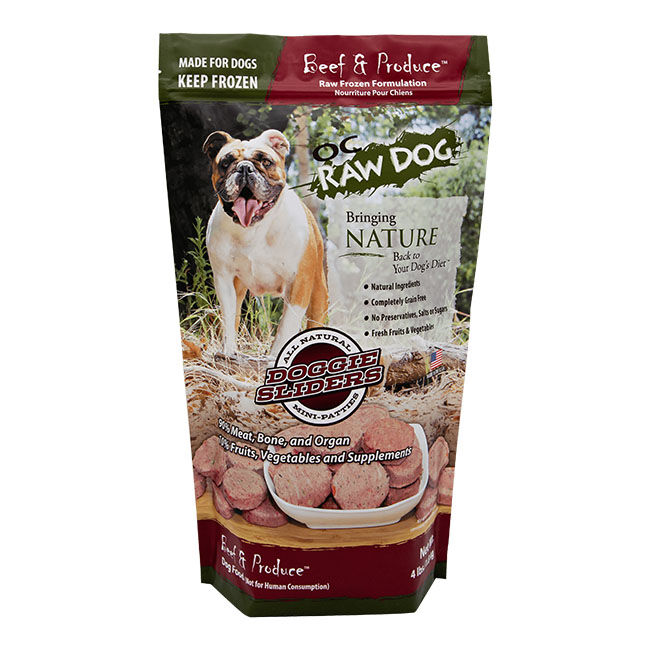 OC Raw Frozen Raw Dog Food Mini Patties - Beef & Produce Recipe image number null