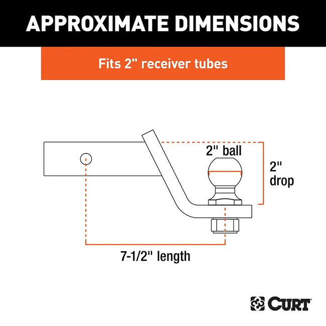 CURT Loaded Ball Mount with 2" Ball - 2" Shank, 7,500 lb Capacity, 2" Drop image number null