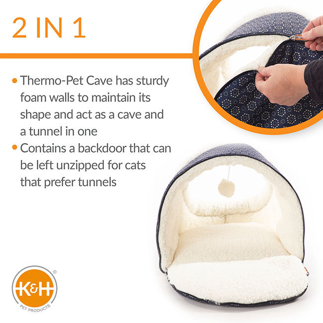 K&H Pet Thermo-Pet Cave Heated Cat Bed - Navy image number null