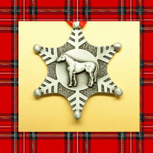 Loriece Western Horse Snowflake Pewter Christmas Ornament image number null