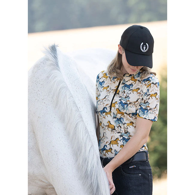 Kerrits Women's Summer Ride Ice Fil Short Sleeve Equestrian Shirt - Flaxen Roam Free image number null