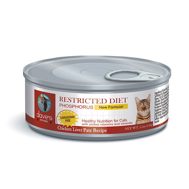 Dave's Pet Food Restricted Diet Cat Food - Low Phosphorus - Chicken Liver Pate Recipe - 5.5 oz image number null