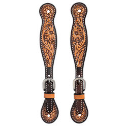 Weaver Equine Women's Turquoise Cross Floral Tooled Spur Straps