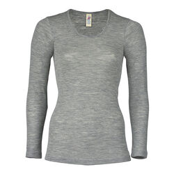 Engel Women's Wool/Silk Blend Long Sleeve Shirt - Light Gray Melange