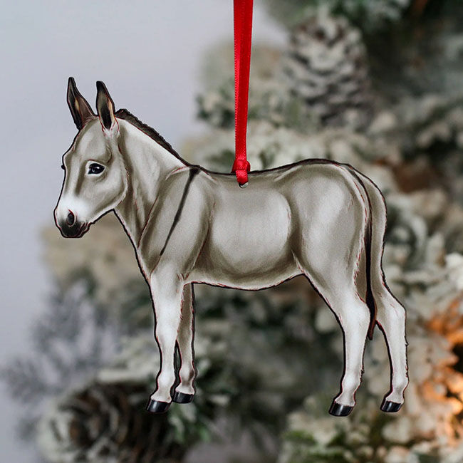 Classy Equine Ornament - Gray Miniature Donkey image number null