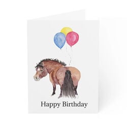 Sona Equestrian Adorable Ponies Greeting Card - Birthday Balloons