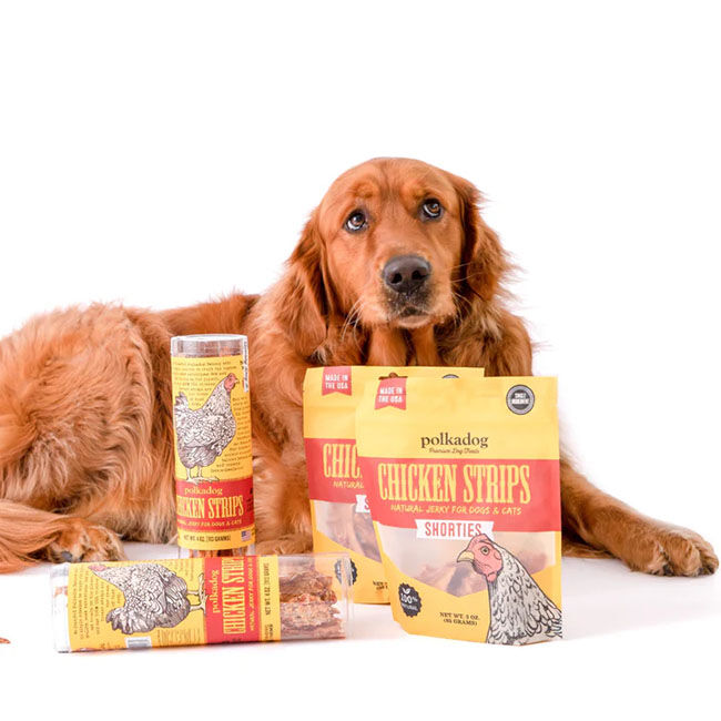 Polkadog Chicken Strip Shorties - Natural Jerky for Dogs & Cats image number null