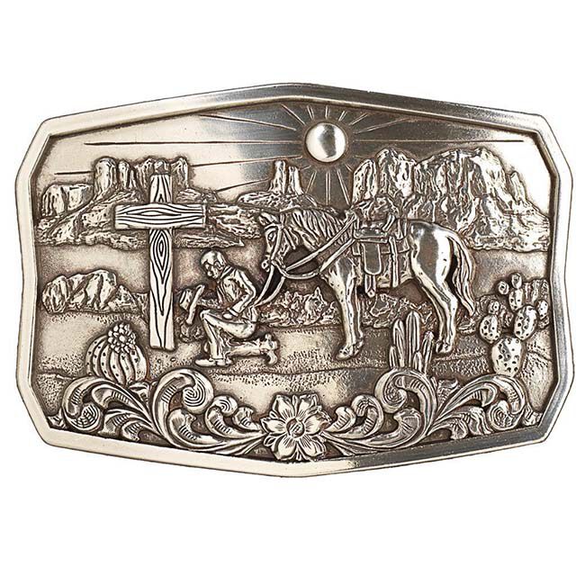 Nocona Praying Cowboy Belt Buckle image number null