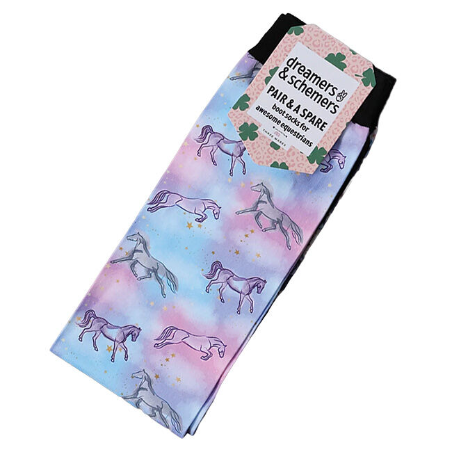 Dreamers & Schemers Boot Socks - Pair and a Spare - Horsey Dreams image number null