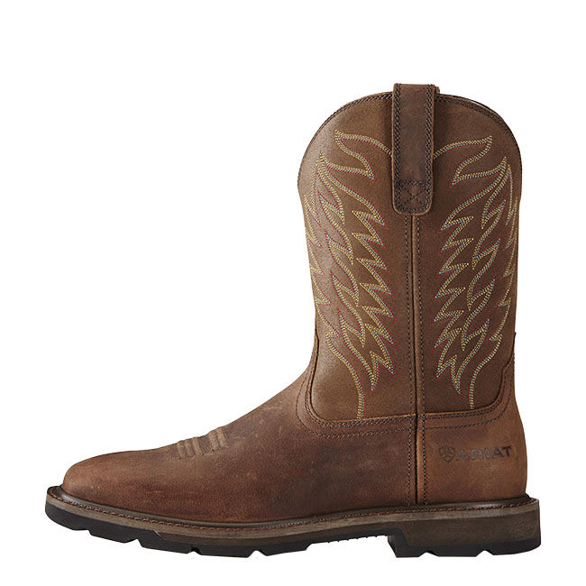 Ariat Men's Groundbreaker Wide Square Toe Steel Toe Work Boot - Brown image number null