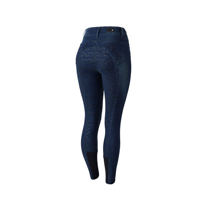 Horze Women's Kaia Denim Silicone Full Seat Breeches with Crystals image number null