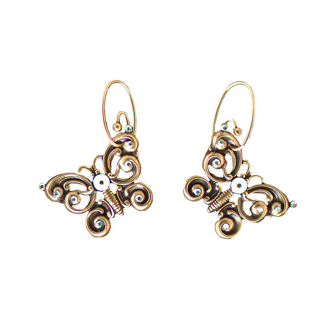 Finishing Touch of Kentucky Gold/Crystal Butterfly Wire Earrings  image number null