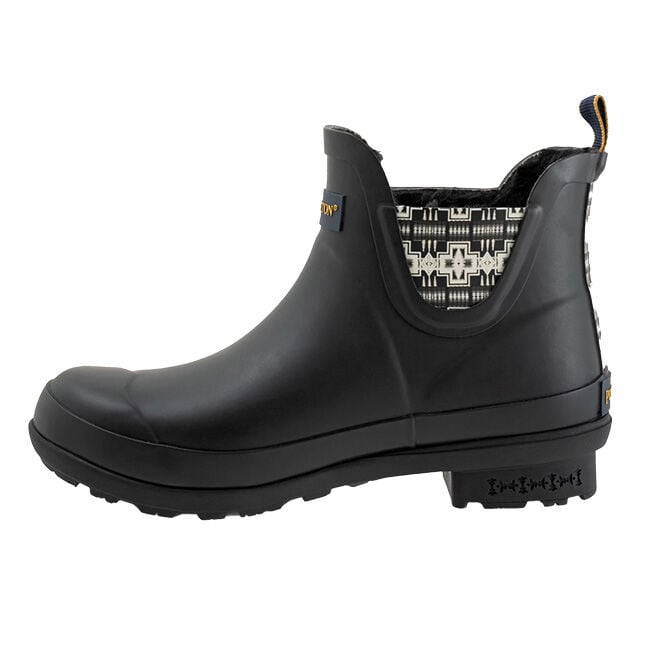 Pendleton Women's Faux Fur Chelsea Rain Boots - Black Harding - Closeout image number null