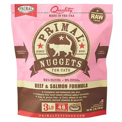 Primal Raw Frozen Nuggets Cat Food - Beef & Salmon Recipe - 3 lb
