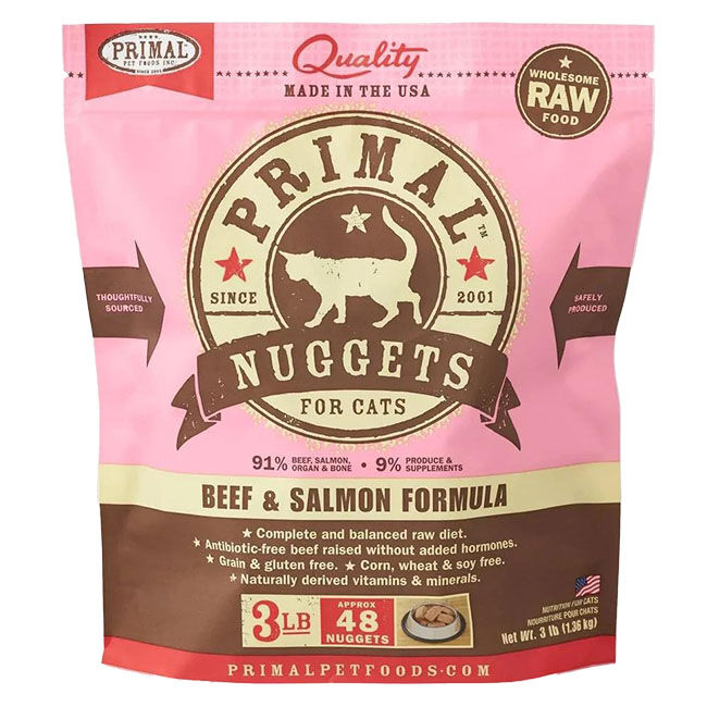 Primal Raw Frozen Nuggets Cat Food - Beef & Salmon Recipe - 3 lb image number null