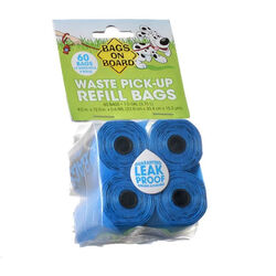 Bags on Board Waste Pickup Refill Poop Bags - 4 Rolls (60 Bags)