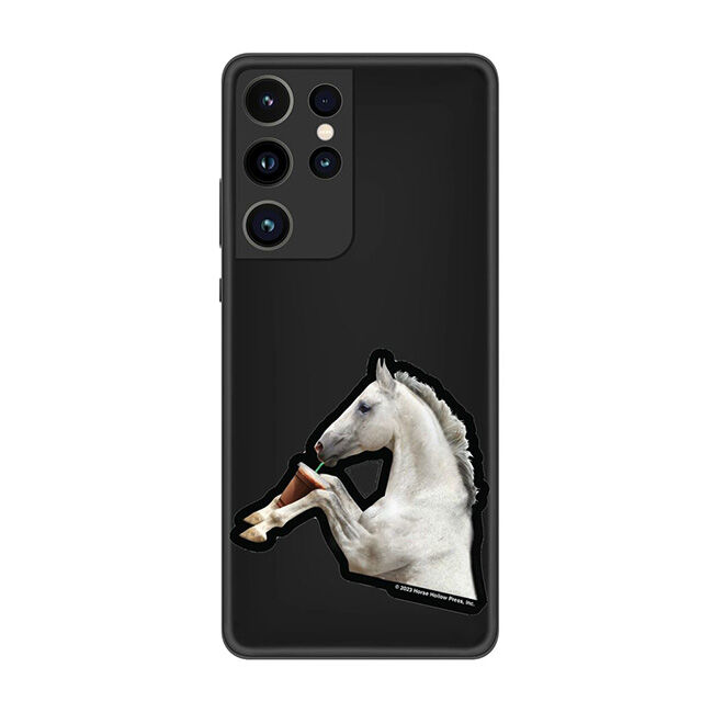 Horse Hollow Press Die-Cut Sticker - Horse in Car Drinking Coffee image number null