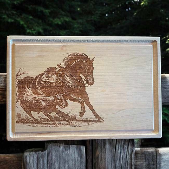 The Krafty Equestrian Cutting Board - Cherry - Cutting Horse image number null