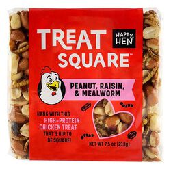 Happy Hen Treat Square - Peanut, Raisin & Mealworm - 7.5 oz