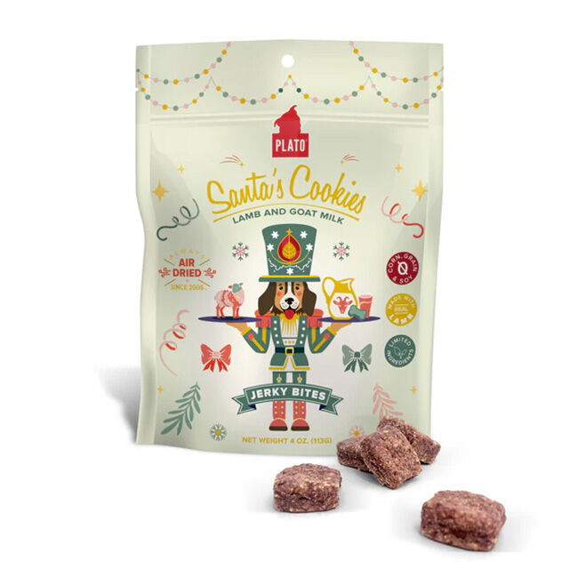 Plato Santa's Cookies Jerky Bites for Dogs - Lamb & Goat Milk - 4 oz image number null