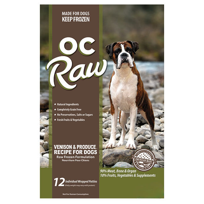 OC Raw Frozen Raw Dog Food Patties - Venison & Produce Recipe image number null