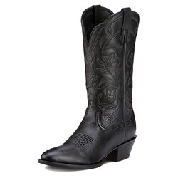 Ariat Women's Heritage R Toe Western Boot - Black Deertan