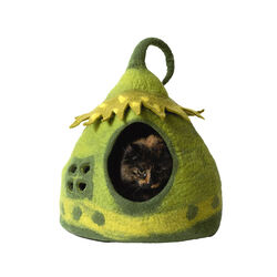 Dharma Dog Karma Cat Wool Cave - Green Fairy House