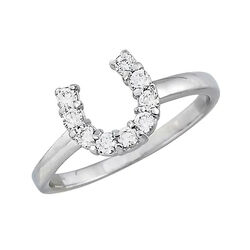 AWST International Sterling Silver & Cubic Zirconia Horseshoe Ring
