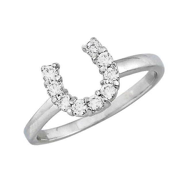 AWST International Sterling Silver & Cubic Zirconia Horseshoe Ring image number null