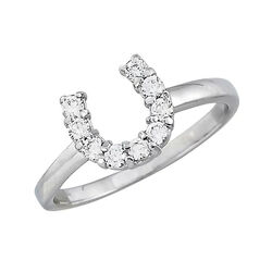 AWST International Sterling Silver and Cubic Zirconia Horseshoe Ring