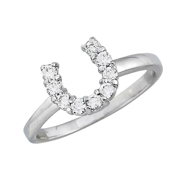 AWST International Sterling Silver and Cubic Zirconia Horseshoe Ring image number null